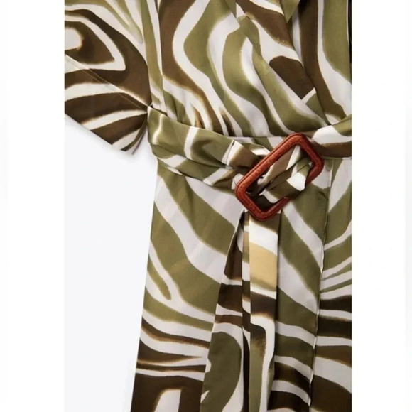 New Zara Animal Print Midi Shirt Dress - Picture 7 of 11